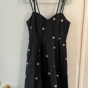 Daisy Embroidered Strappy Flare Dress with Pockets Vintage-Style Voodoo Vixen